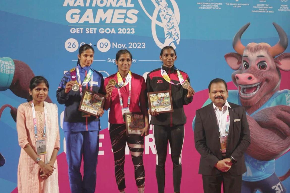 National Games at Goa,  Gold medal in 100mts Sneha