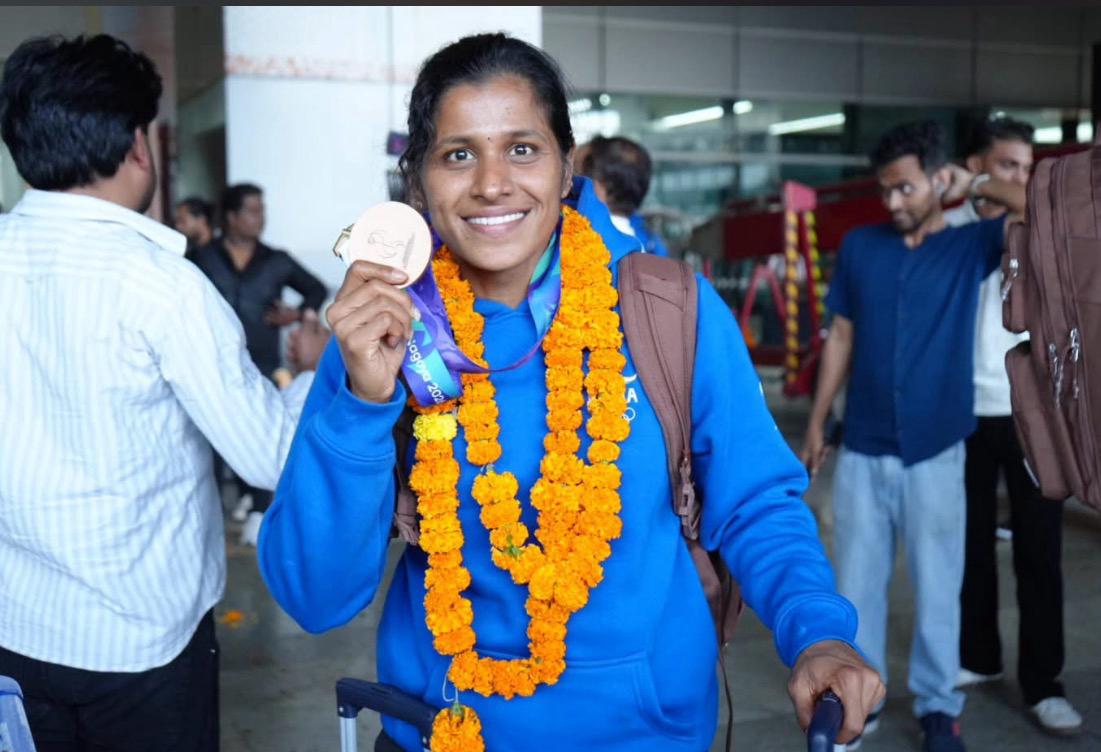 Sneha S S with her Asian Games 2026 bronze medal